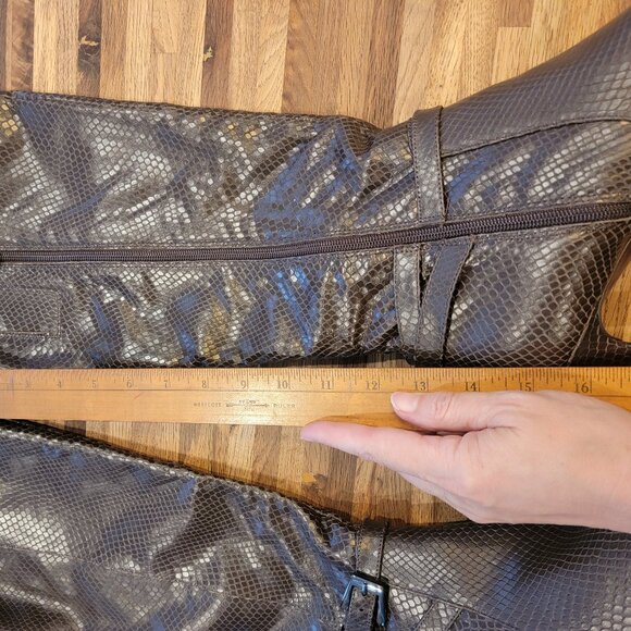 Naturalizer Women's Taelynn Brown Snake Embossed Leather Knee High Boots - Picture 7 of 13